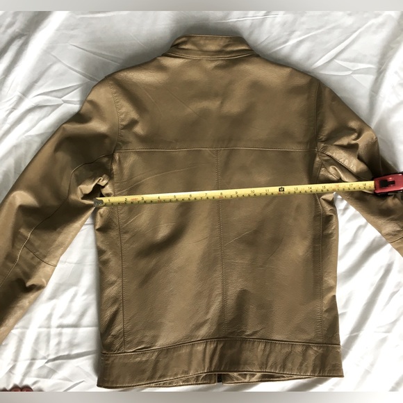 EUC Y2k Hurley tan genuine leather short jacket, satin lining, moto style. - Picture 11 of 13